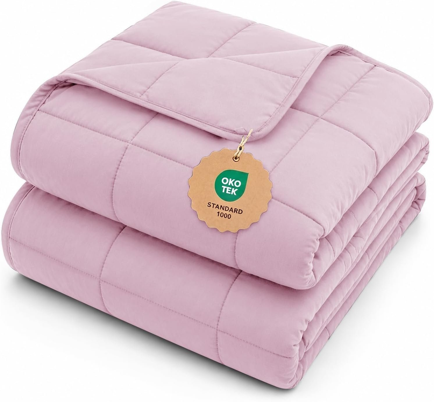 L’AGRATY Weighted Blanket for Adults 15lbs, 48″x72″, Pink Twin Full Size Heavy Throw Blanket, Cooling, Breathable, Microfiber with Glass Beads, Big, Washable, All-Season