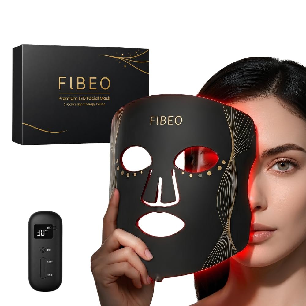 LED Red Light Therapy Mask for Face, FDA-Cleared 630nm Red, 850nm Near-Infrared & 415nm Blue Light, 324 LED Chips, 3 Modes, 5 Intensity Levels, Remote Controller – At-Home Skin Care Device