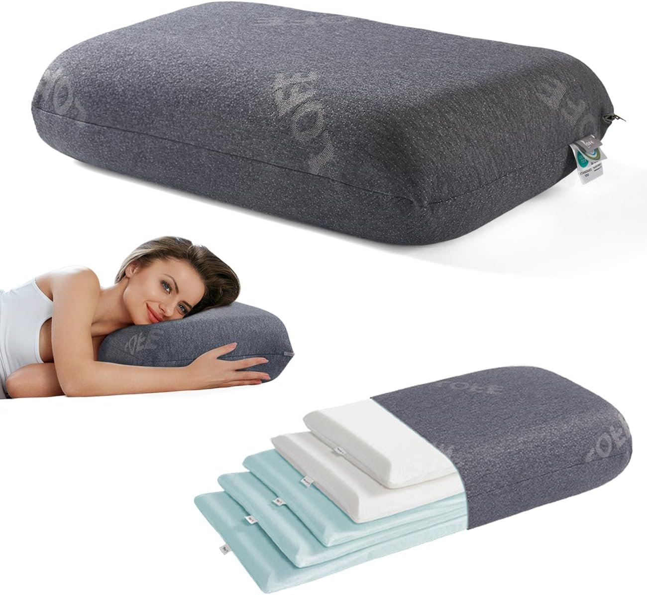 Adjustable Memory Foam Pillow, Side Sleeper Pillow to Softness/Support