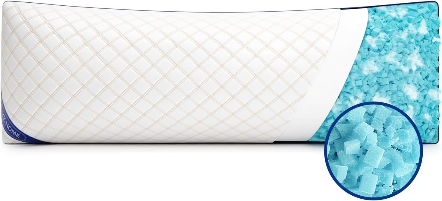 YZ HOME Long Body Pillow for Adults – Insert with Shredded Blue Memory Foam