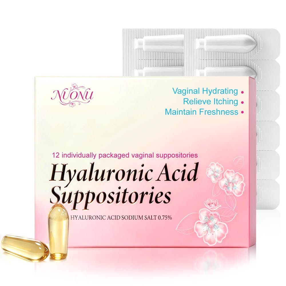 NUONU Vaginal Moisturizer Suppositories with Hyaluronic Acid, 12 Count
