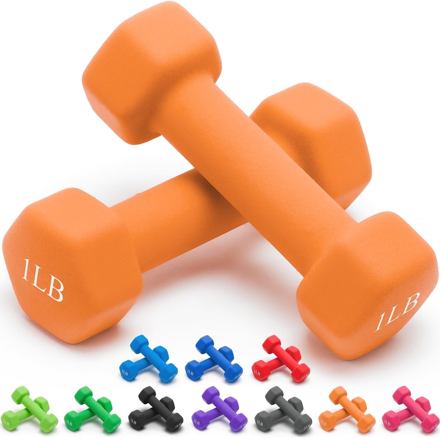 Portzon Weights Dumbbells 10 Colors Options Compatible with Set of 2 Neoprene Dumbbells Set,1-15 LB, Anti-Slip, Anti-roll, Hex Shape