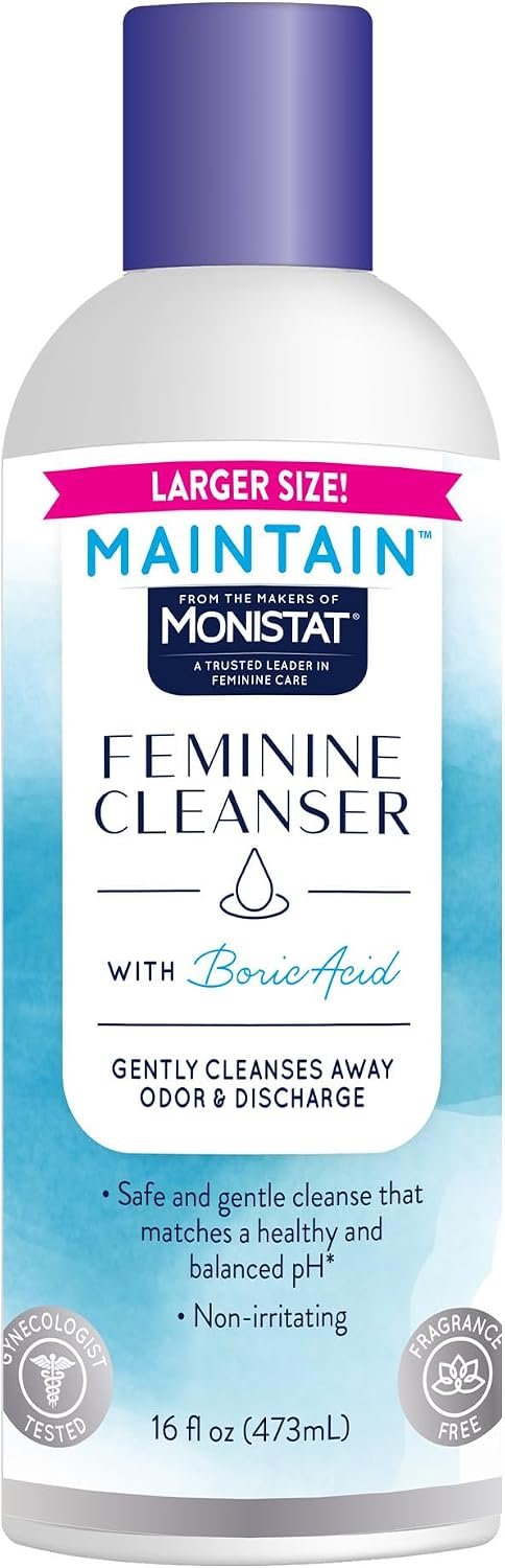 Maintain by Monistat Boric Acid Feminine Wash, Fragrance-Free, 16 Fl Oz