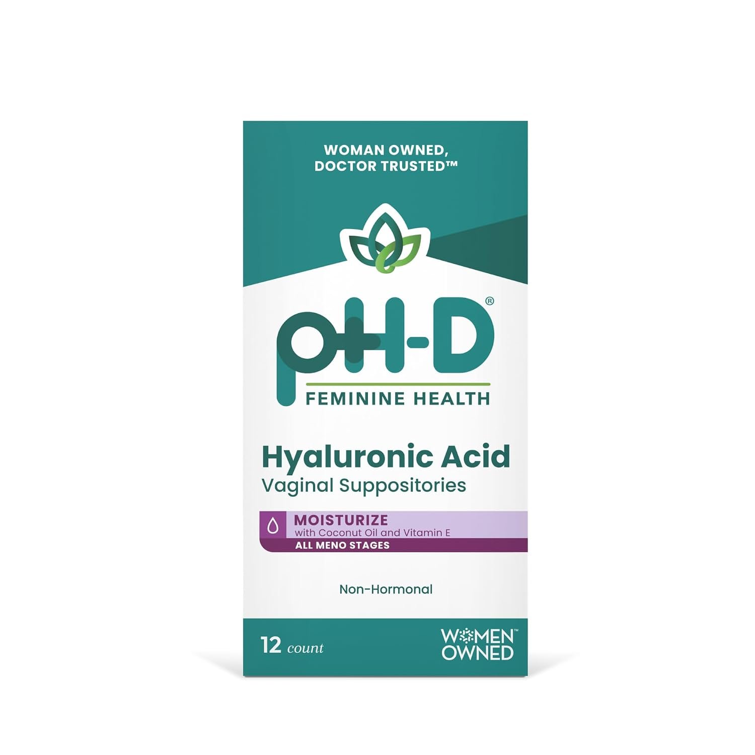 pH-D Feminine Health Hyaluronic Acid Vaginal Suppositories, 12 Count