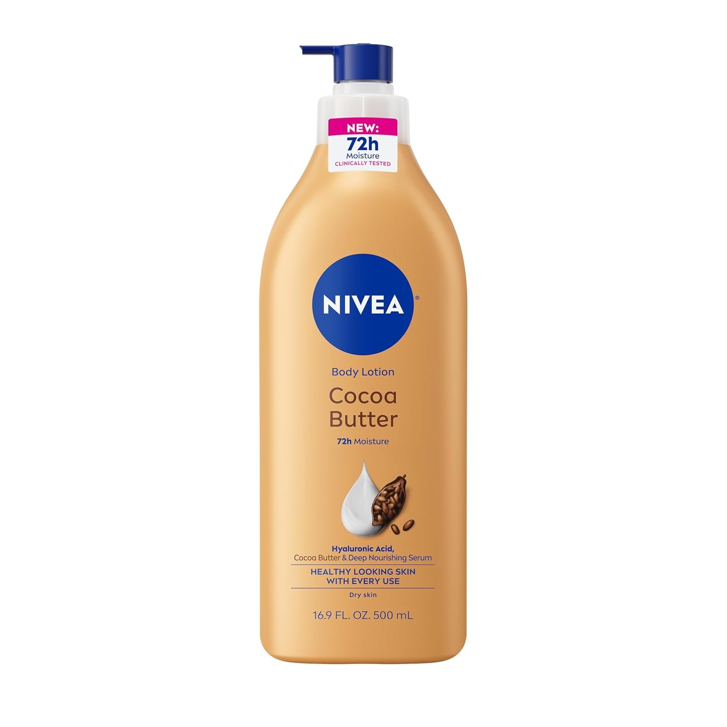 NIVEA Cocoa Butter Body Lotion for Dry Skin with Hyaluronic Acid, 16.9 Oz