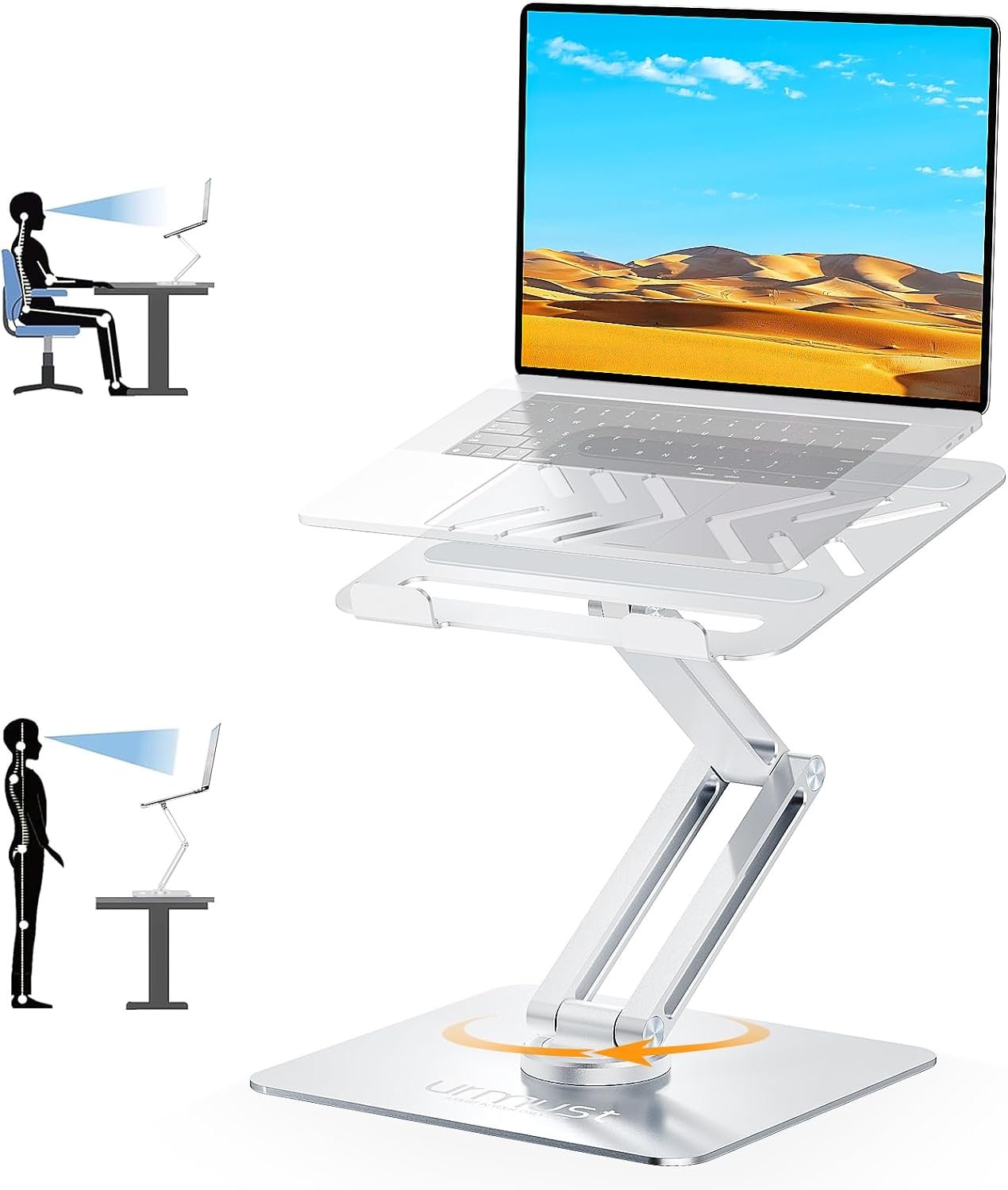 Urmust 360° Rotating Laptop Stand for Desk fit 10-17″ Device