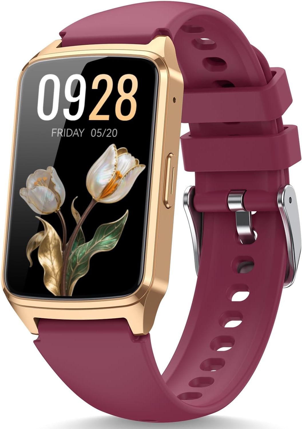 Fitness Smart Watch for Women Men, Step Counter Pedometer for iOS iPhone Android, IP68 Waterproof Activity Tracker with Calorie and Sleep Monitor, 110+ Sport Modes Smartwatch (Wine Red)