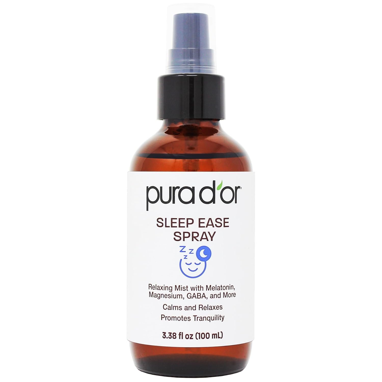 PURA D’OR 3.38 Oz Sleep Ease Spray – Relaxing Mist with Botanical Extracts – Infused with Melatonin, Magnesium & GABA – Supports Tranquility & Relaxation