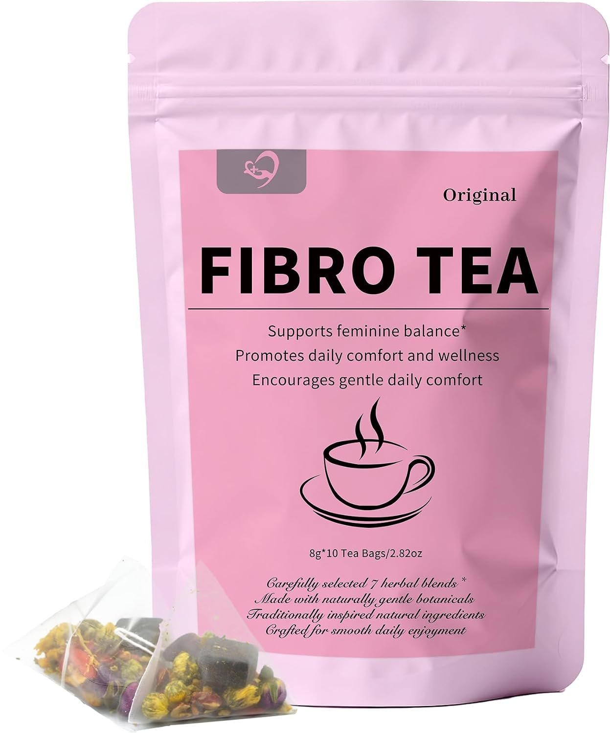 Hiberbs Fibro Tea, 10 Teabags, Herbal Tea for Women Daily Wellness, Organic Herbal Blend with Brown Sugar & Flos Lonicerae, Caffeine-Free