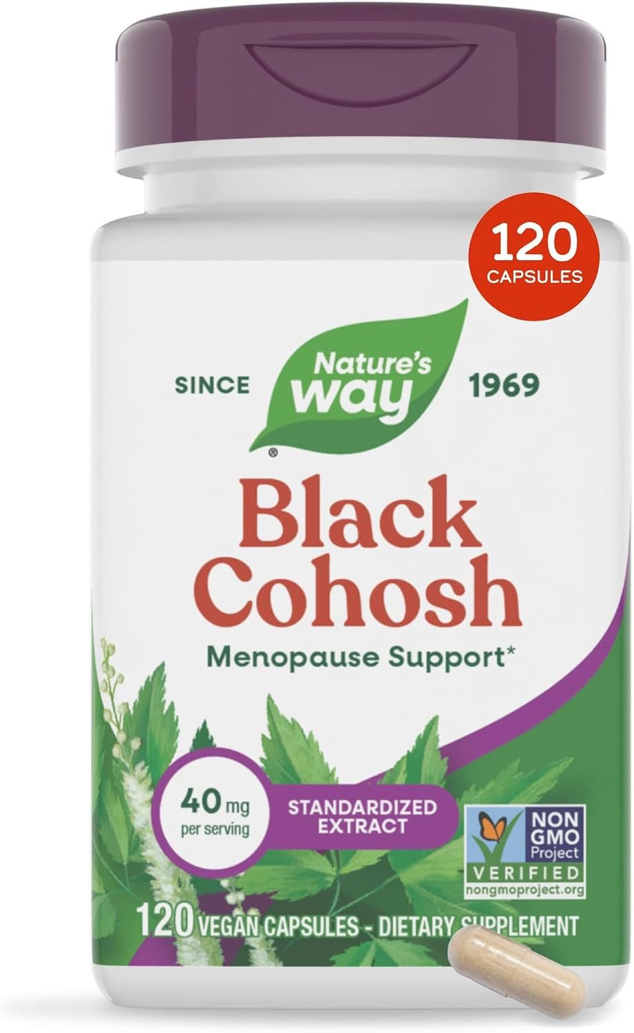 Nature’s Way Black Cohosh, Menopause Support Supplement for Women*, 120 ct