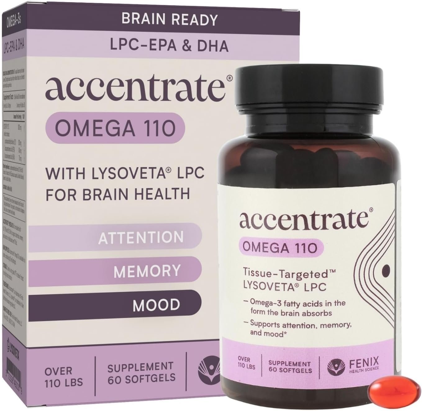 Accentrate Omega MAX with LYSOVETA LPC – Brain Health, Omega-3 EPA & DHA