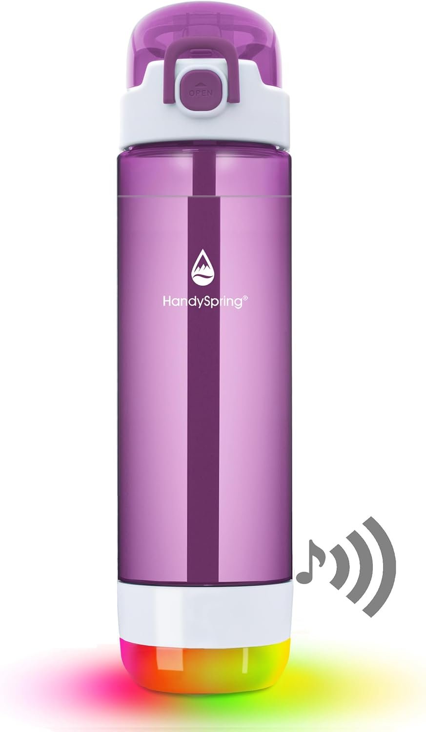 Smart Water Bottle with Reminder To Drink Water, Lights And Sound, Water Intake Tracker, Rechargeable, Tritan Plastic w/Straw, Gifts For Women, Men, Mom, Dad, Her, Him 26 Oz HS03PE