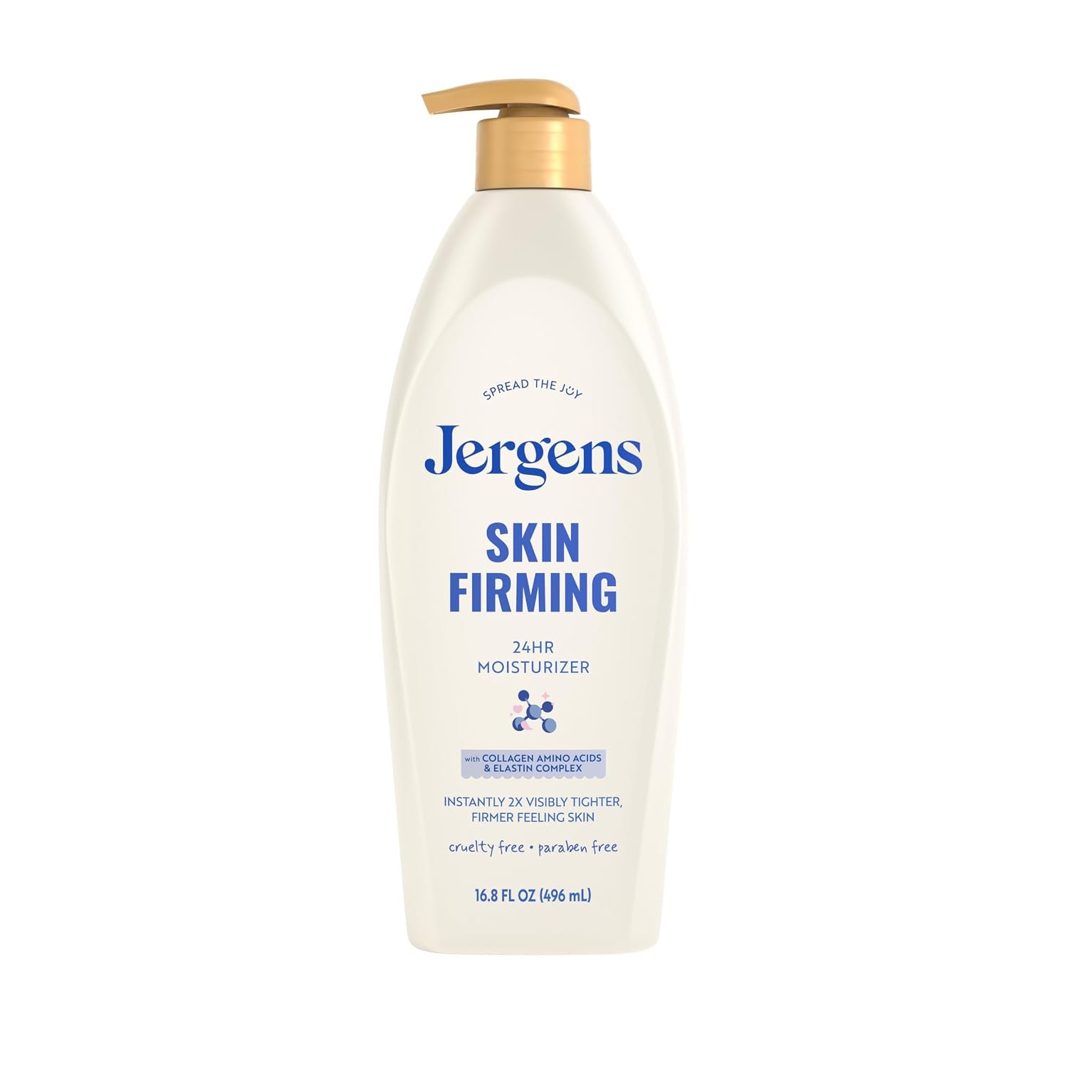 Jergens Skin Firming Body Lotion for Dry to Extra Dry Skin, Skin Tightening Cream with Collagen and Elastin, Dermatologist Tested, Hydralucence Blend Formula, 16.8 Oz