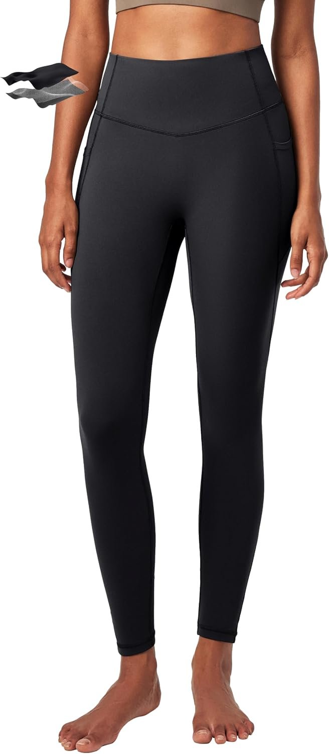 Heathyoga Compression Leggings for Women Tummy Control No Front Seam Leggings with Pockets for Women Workout Yoga Pants
