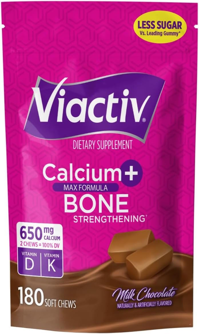 Viactiv Calcium + Vitamin D Supplement Soft, 180 Count, Milk Chocolate