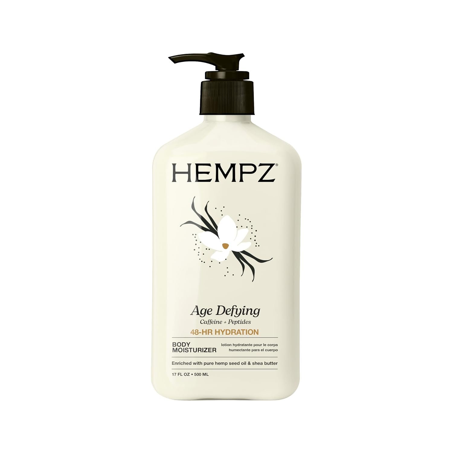 Hempz Age-Defy Body and Hand Lotion for Dry Skin, for Cracked & Crepey Skin, Quick Absorption Moisturizer, Large 17 oz