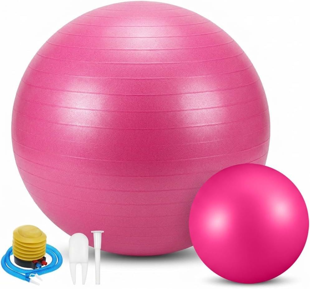 2 Pcs Yoga Ball Exercise Ball for Yoga, 25 Inch Balance Ball Anti-Burst Stability Ball for Women Pilates Physical Therapy Pregnancy Labor Birthing Fitness