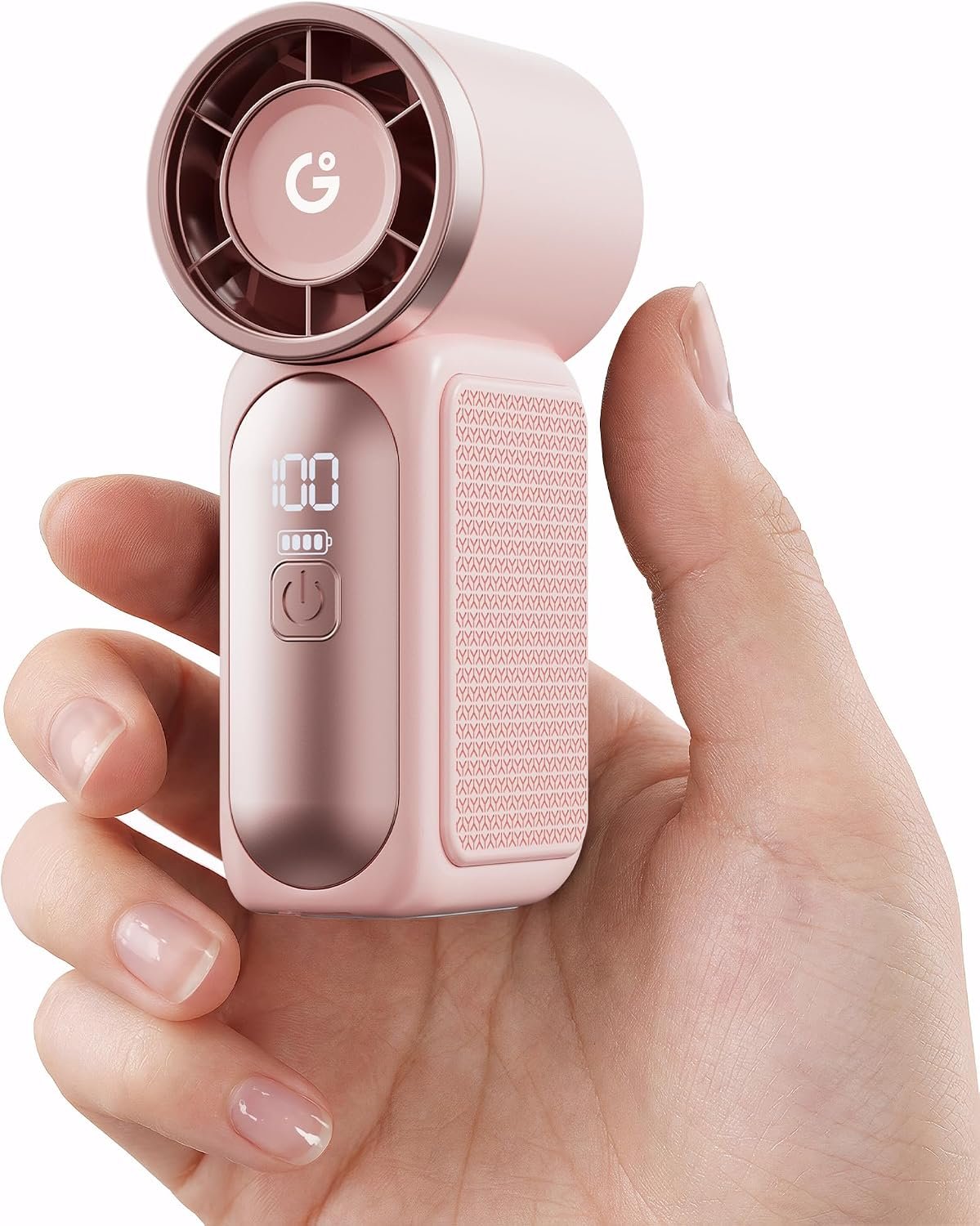 Gaiatop Portable Handheld Mini Fan, 6 Speeds 16900 RPM High Velocity Personal Fan with LED Display, USB Rechargeable, Mini Fan with Lanyard for Makeup, Travel, Outdoor Fan for Women Girl Gift, Pink