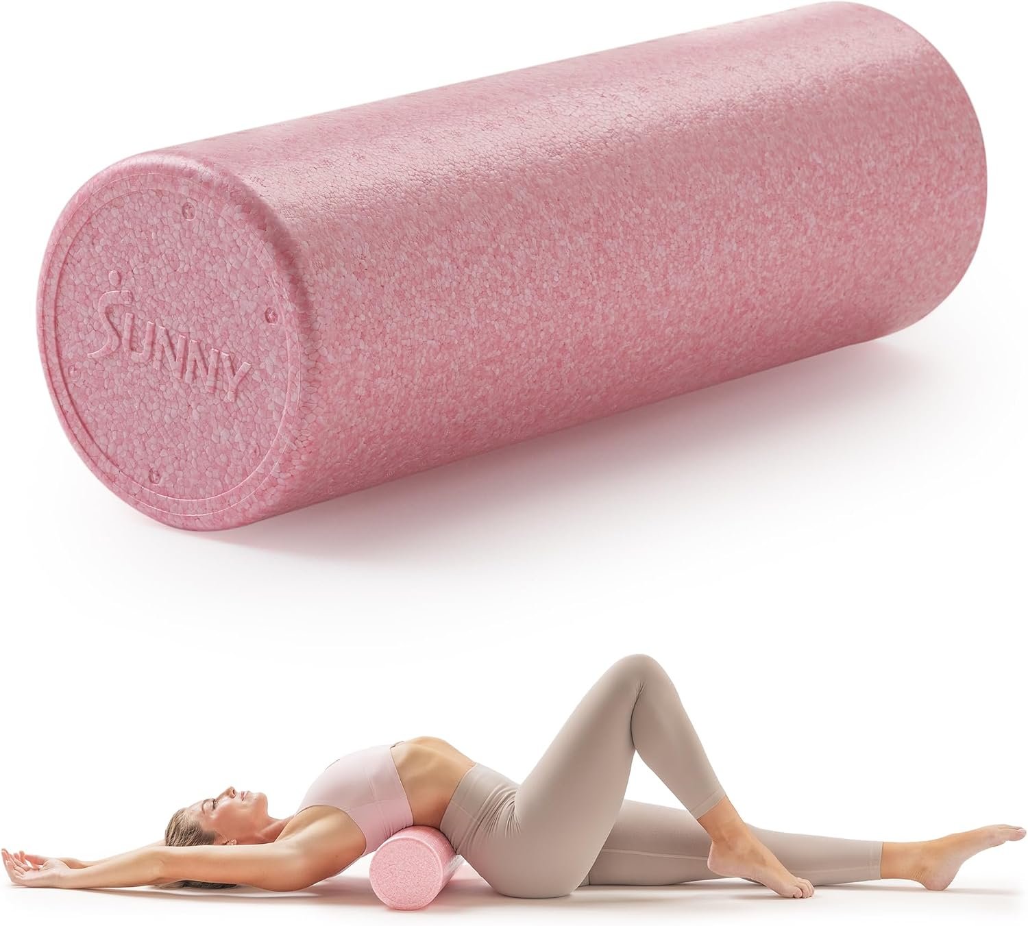 Sunny Health & Fitness 12″ Pink High-Density Yoga Foam Roller