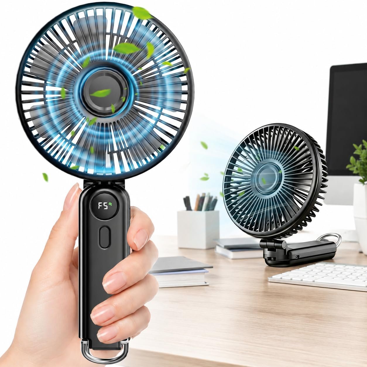 Portable Handheld Fan, 10000mAh Rechargeable 6-Inch Personal Fan for Travel
