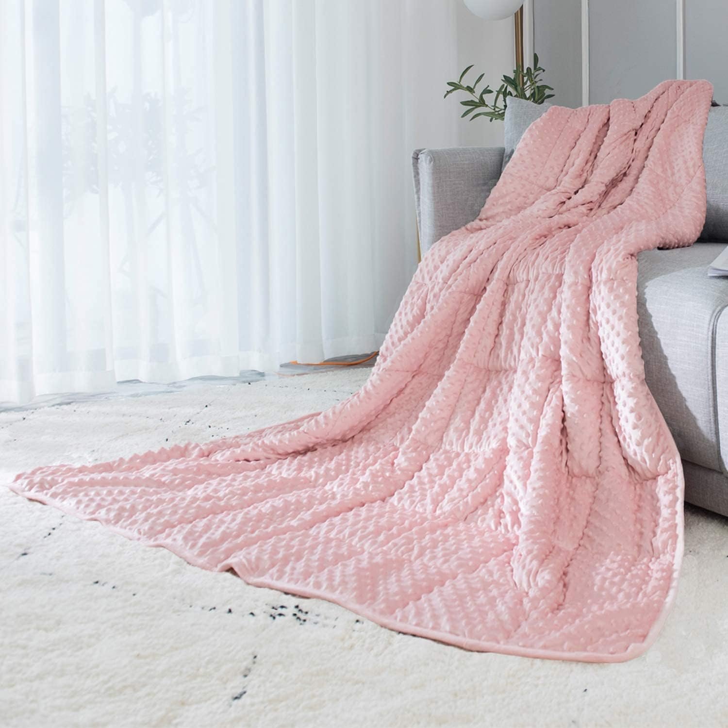 ALANSMA Reversible Weighted Blanket for All Season, Luxury Velvet, Warm and Cool, Adult Kids 5Lb Weighted Blanket, Enjoy Sleeping Anywhere(Pink,36″x48″ 5lbs)