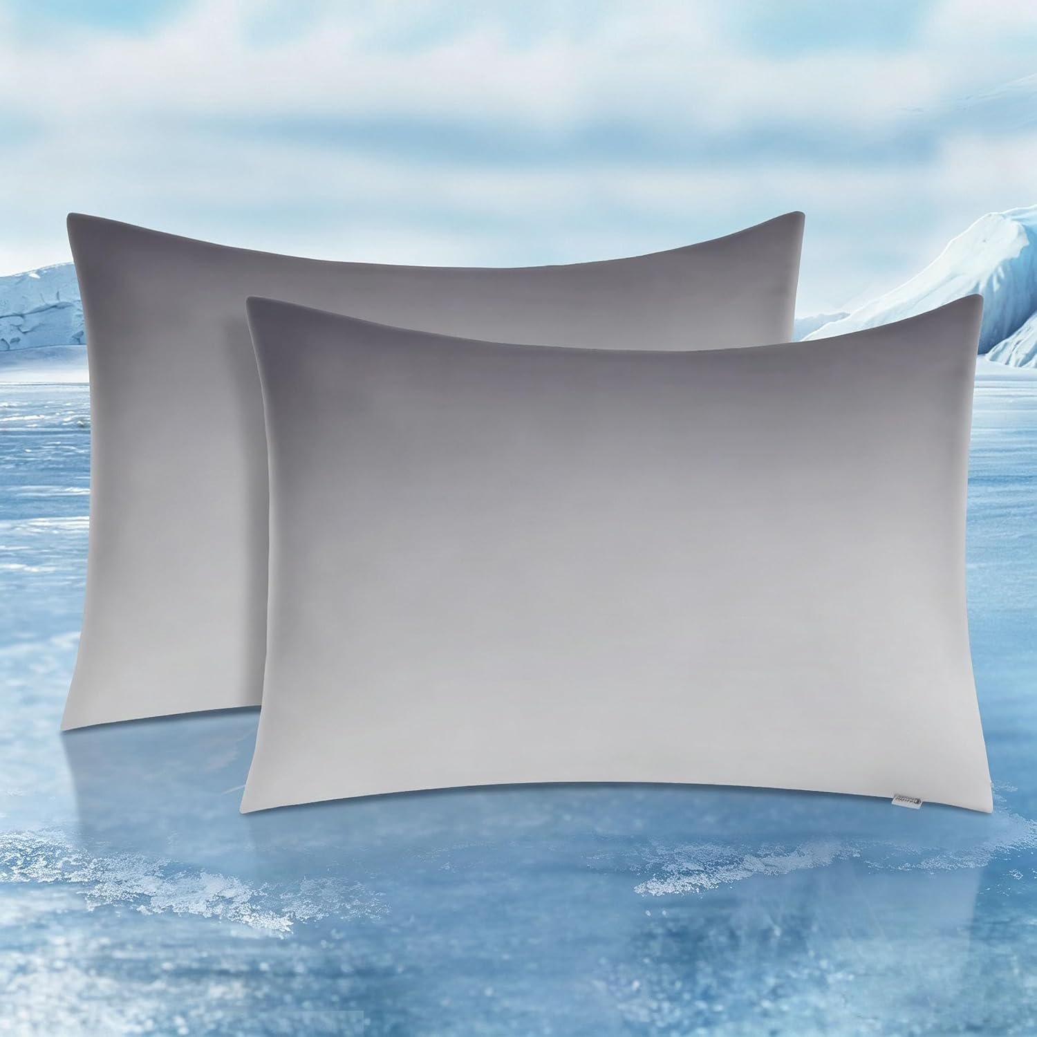 LUXEAR 2 Pack Cooling Pillow Cases, Standard, Gradient Gray