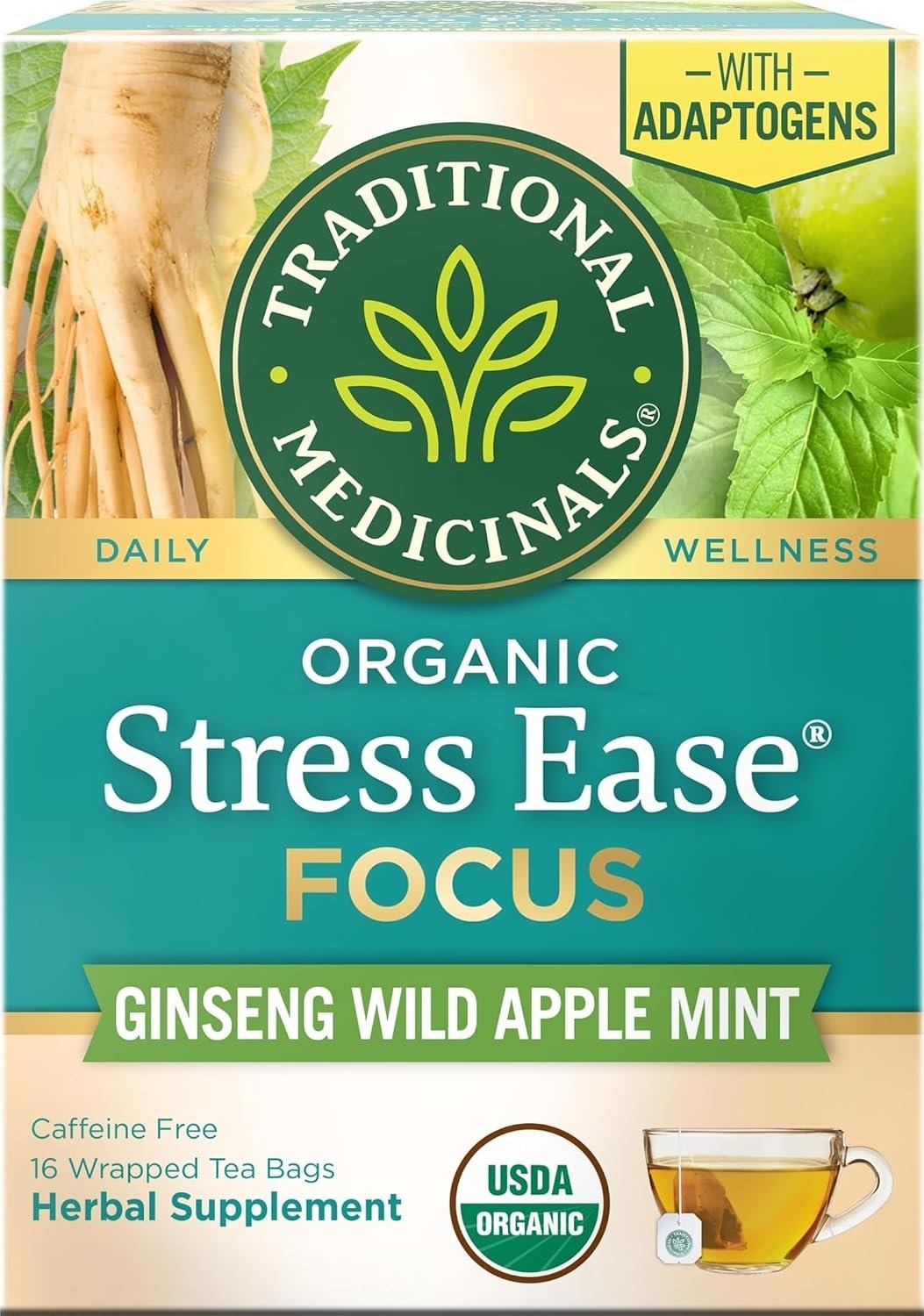 Traditional Medicinals Organic Stress Ease Focus, 16 Tea Bags