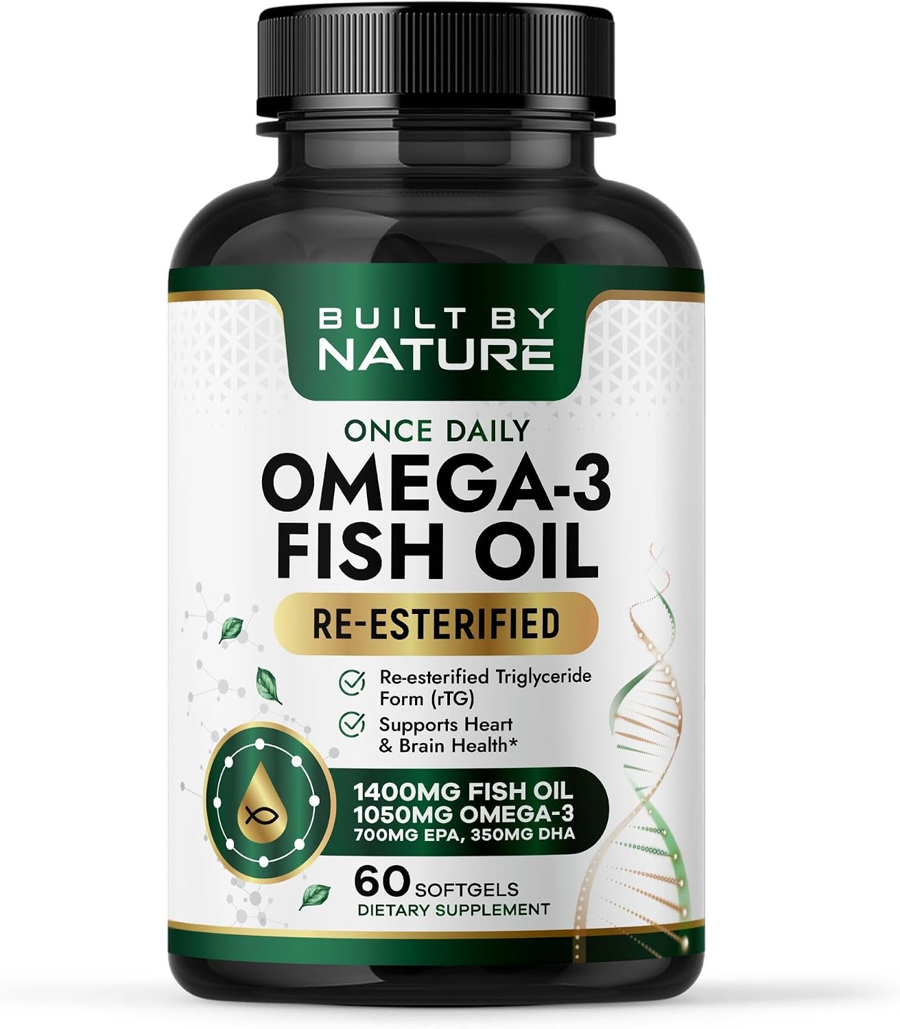 Built by Nature Omega 3 Fish Oil 1400 mg for Women & Men, 60 Softgels