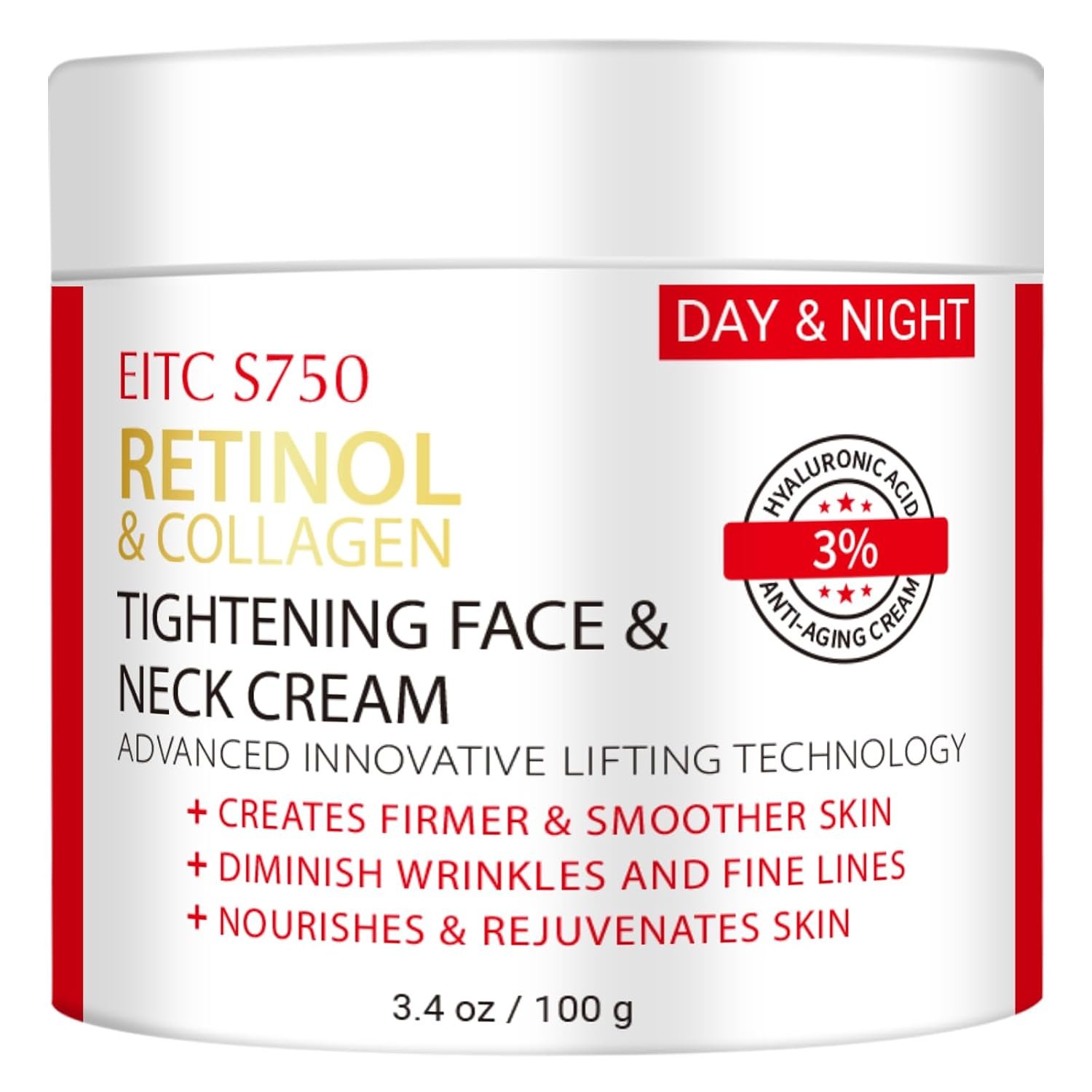 Retinol Cream for Face, Anti-Aging Neck Firming Moisturizer 3.4 fl. oz.
