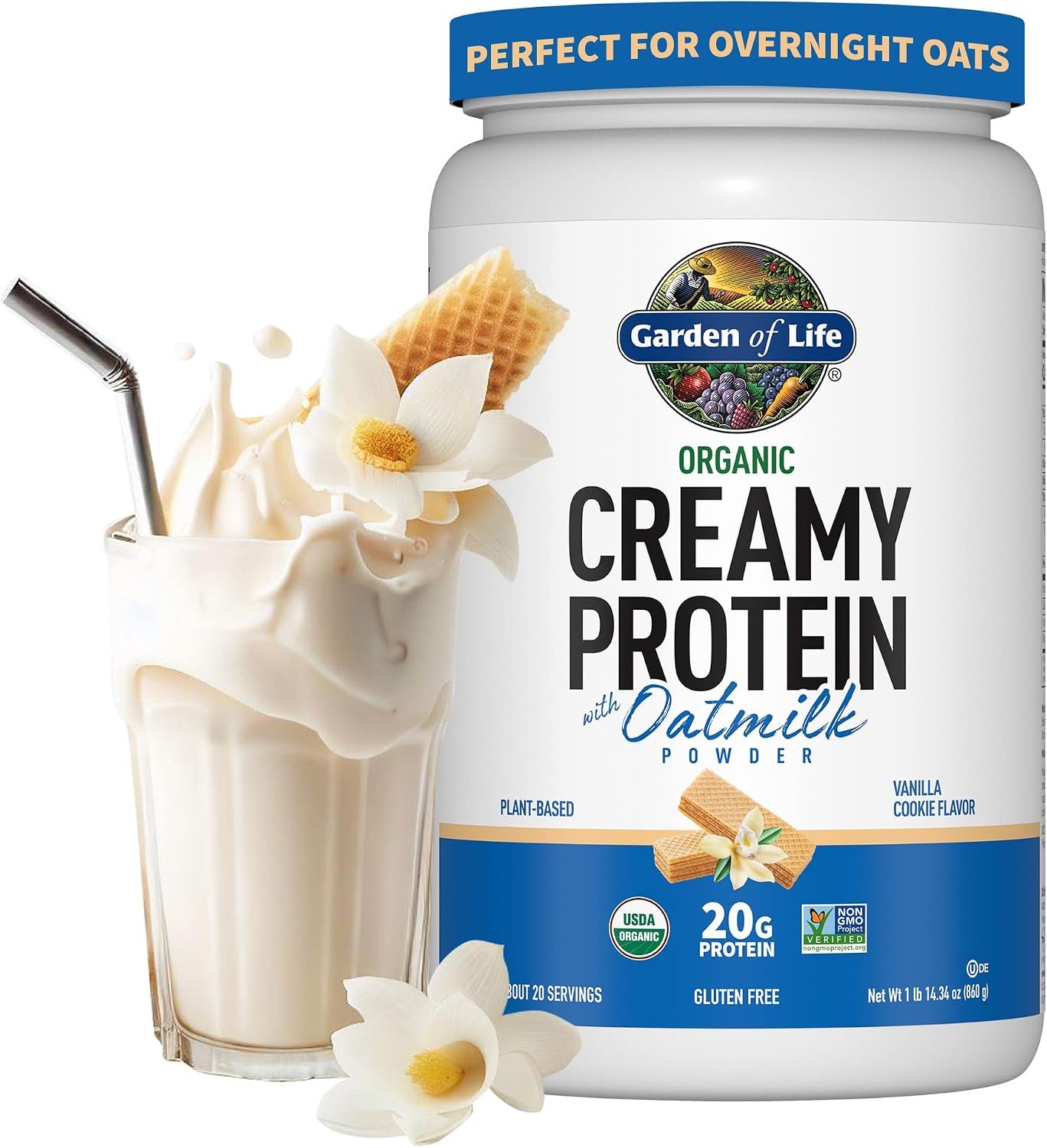 Garden of Life Creamy Plant Protein + Oat Milk Powder, Vanilla Cookie