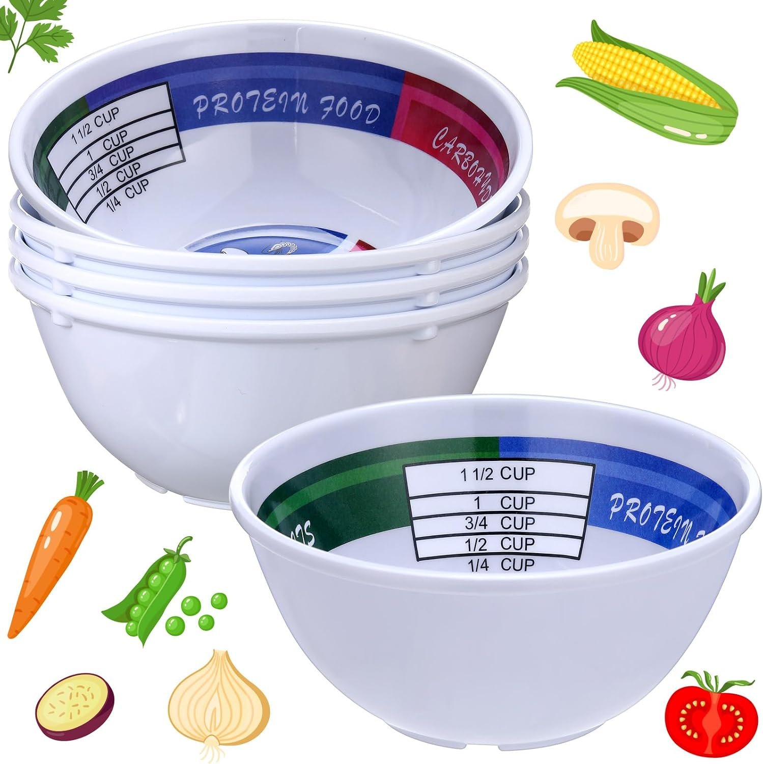 3 Pcs Portion Control Bowl Bariatric Portion Measuring Bowls,Fresh Style