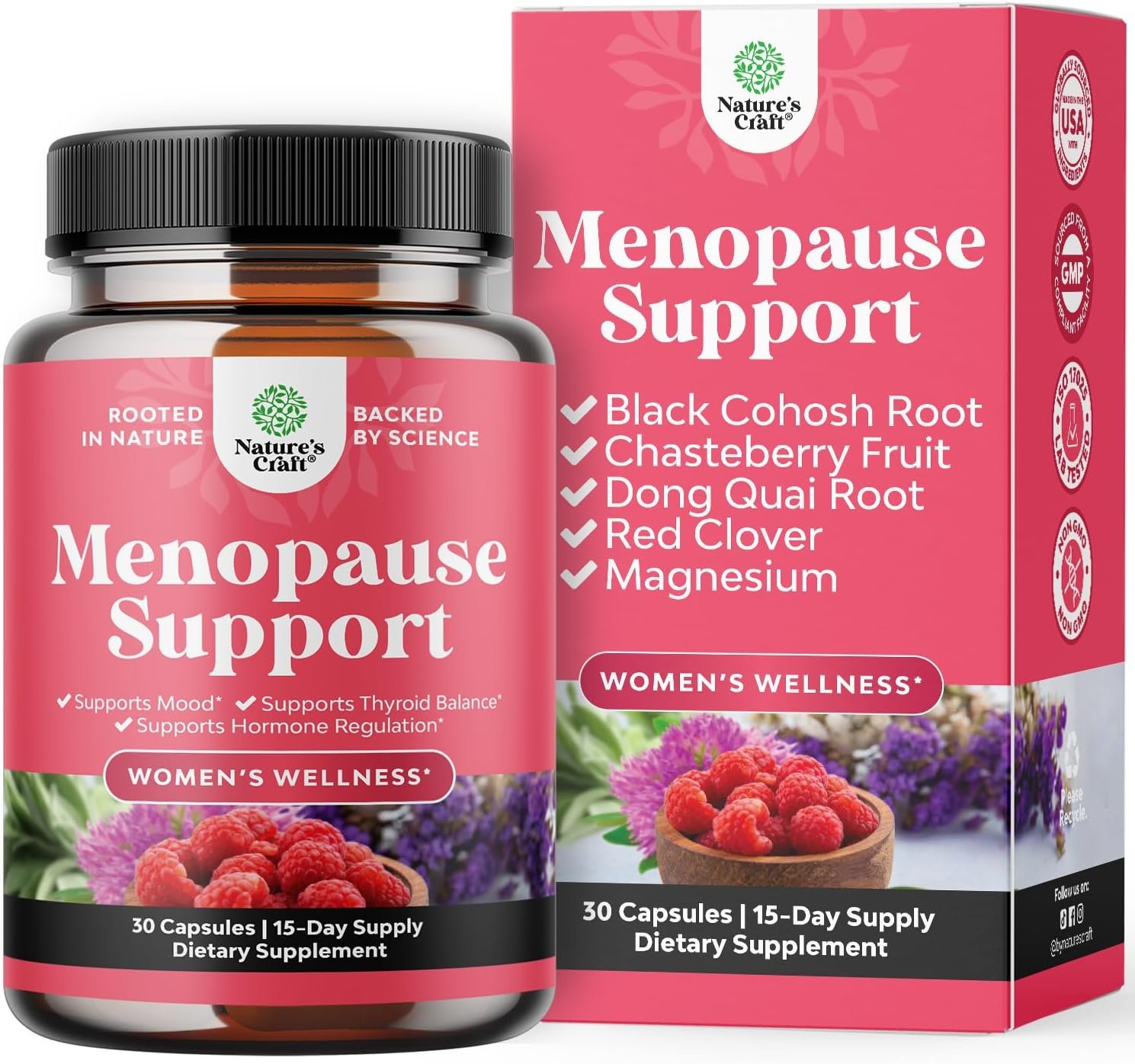 Menopause Support Supplements for Women – with Black Cohosh – 30ct