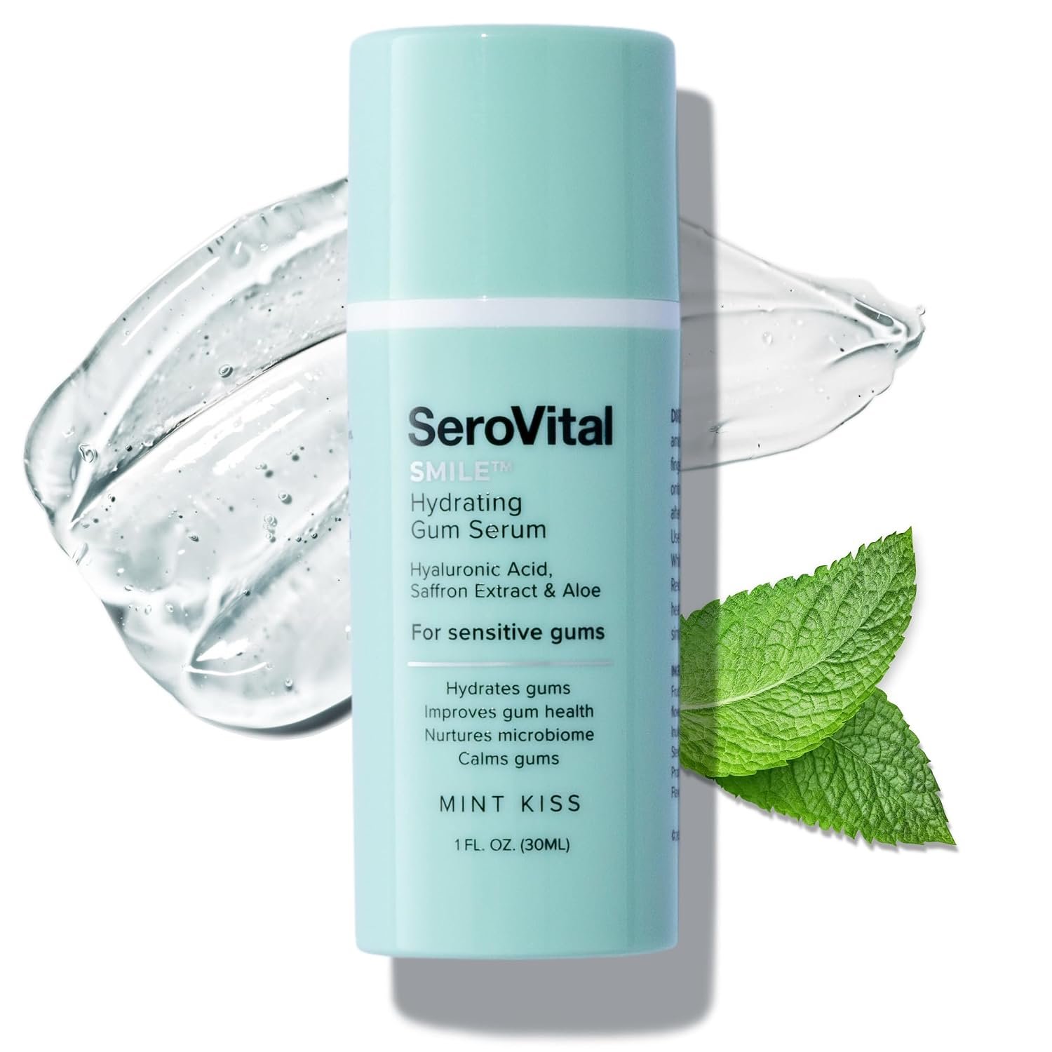 SeroVital Smile Hydrating Gum Serum – Hyaluronic Acid, Aloe Vera, and Vitamin E for Dry Gums, Improve Gum Health, Calm Gums – Formulated for Sensitive Gums –– 1 fl. oz., Mint Kiss