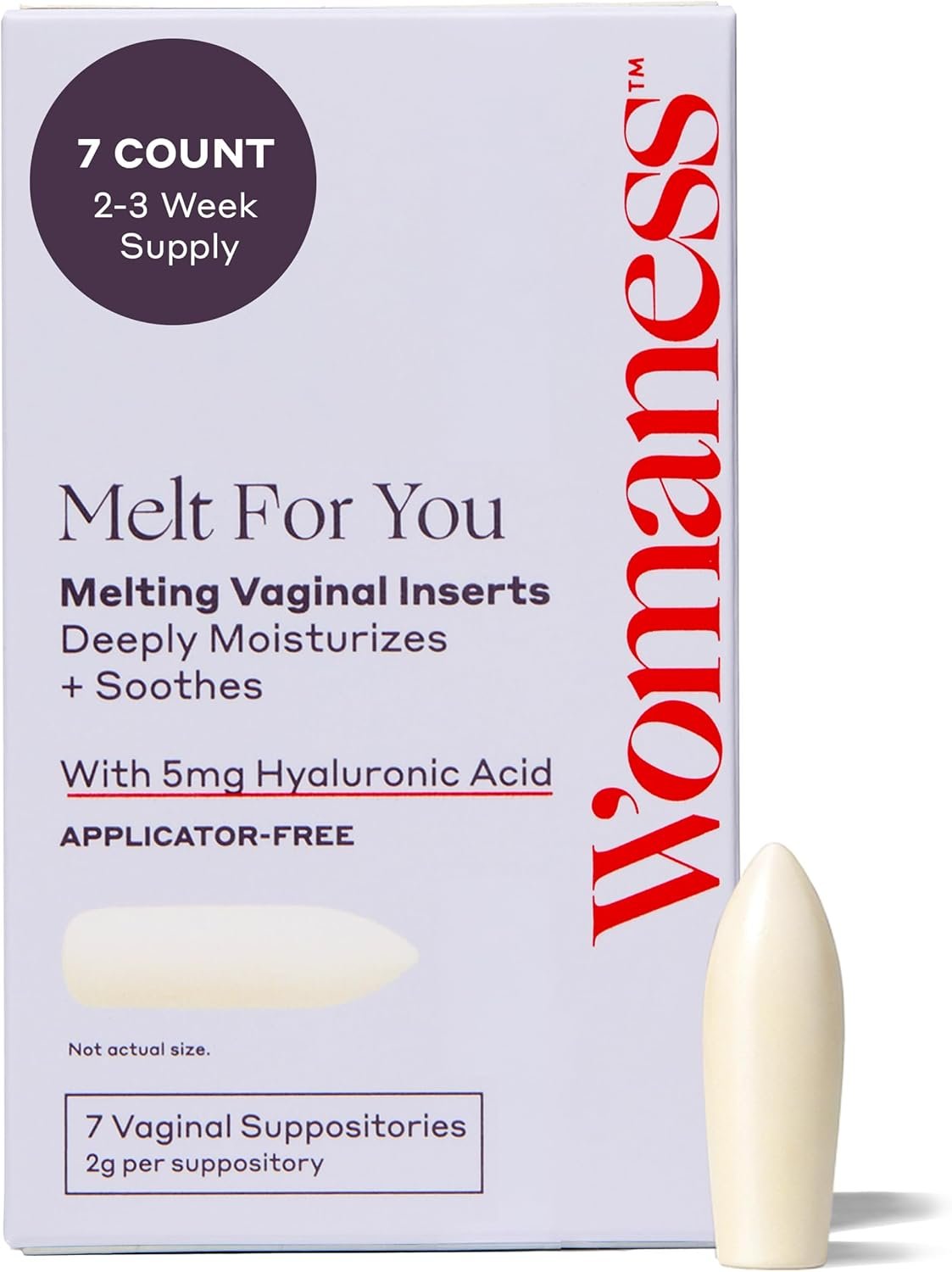Womaness Melt for You Vaginal Moisturizer Suppositories, 7 Count