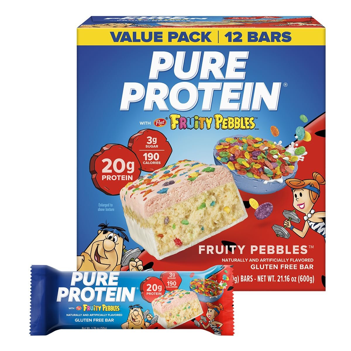 Pure Protein Fruity PEBBLES™ Protein Bars, 20g Protein, Gluten Free, 12 Ct