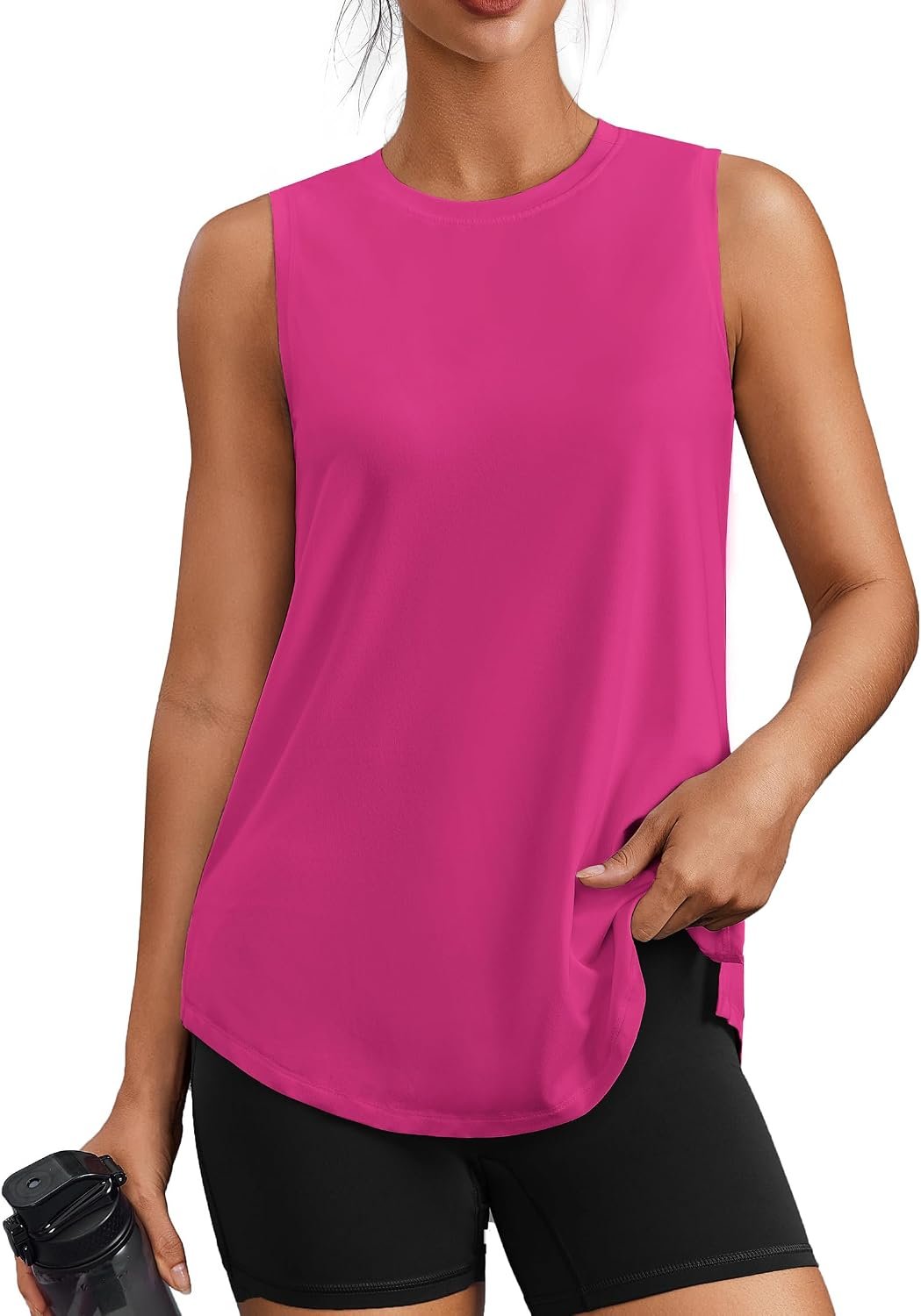 PINSPARK Workout Tank Tops for Women UPF 50+ Side Slits Athletic Gym Shirt