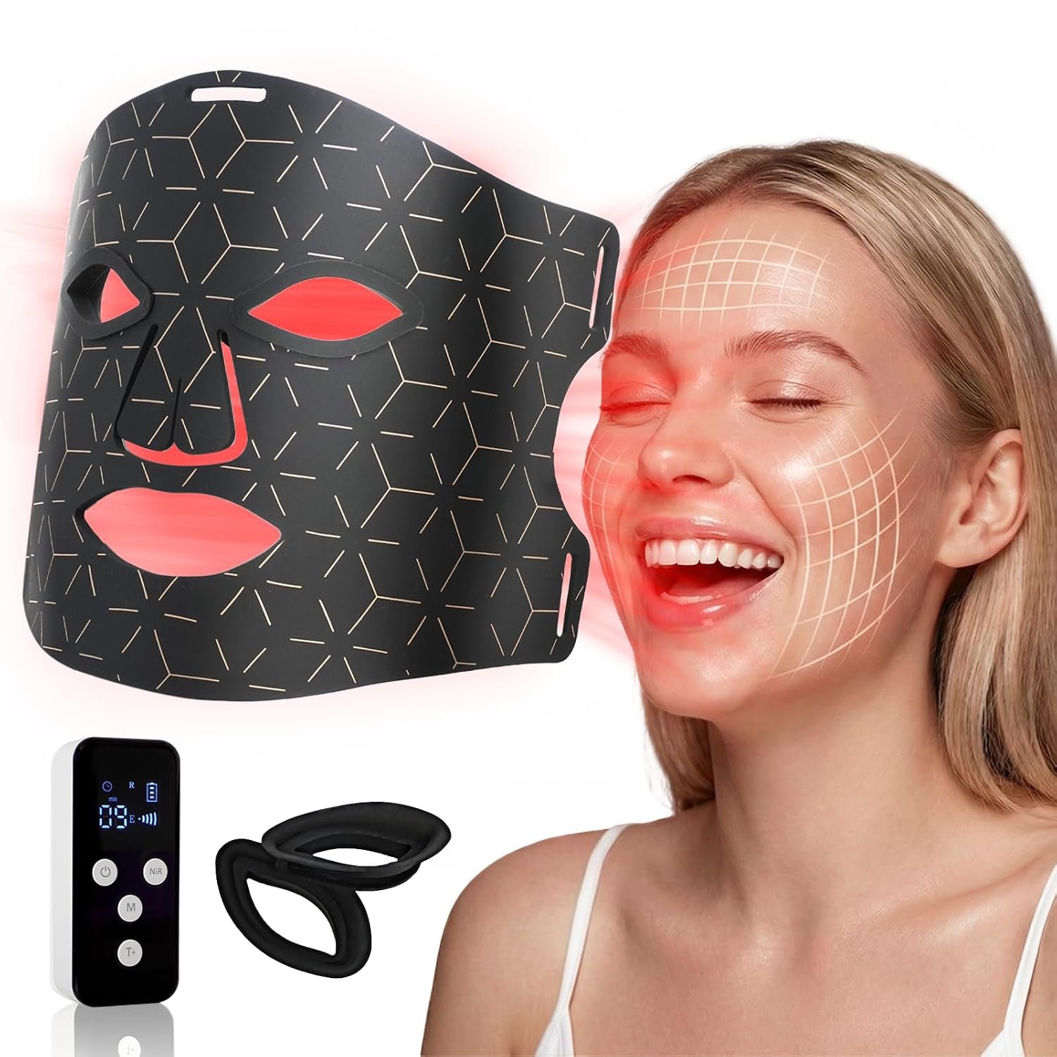 Red Light Therapy Mask for Face: 850nm NIR 630nm LED Blue/Red Light Mask