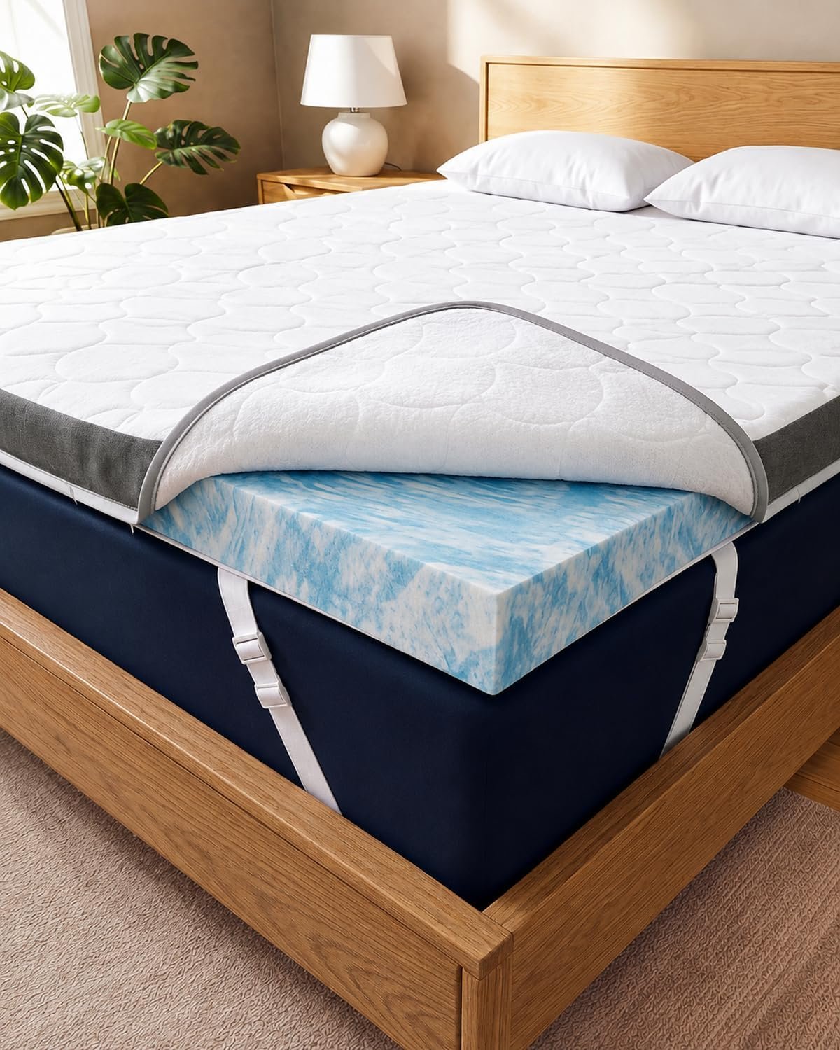 3 Inch Queen Memory Foam Mattress Topper with Cooling Cover