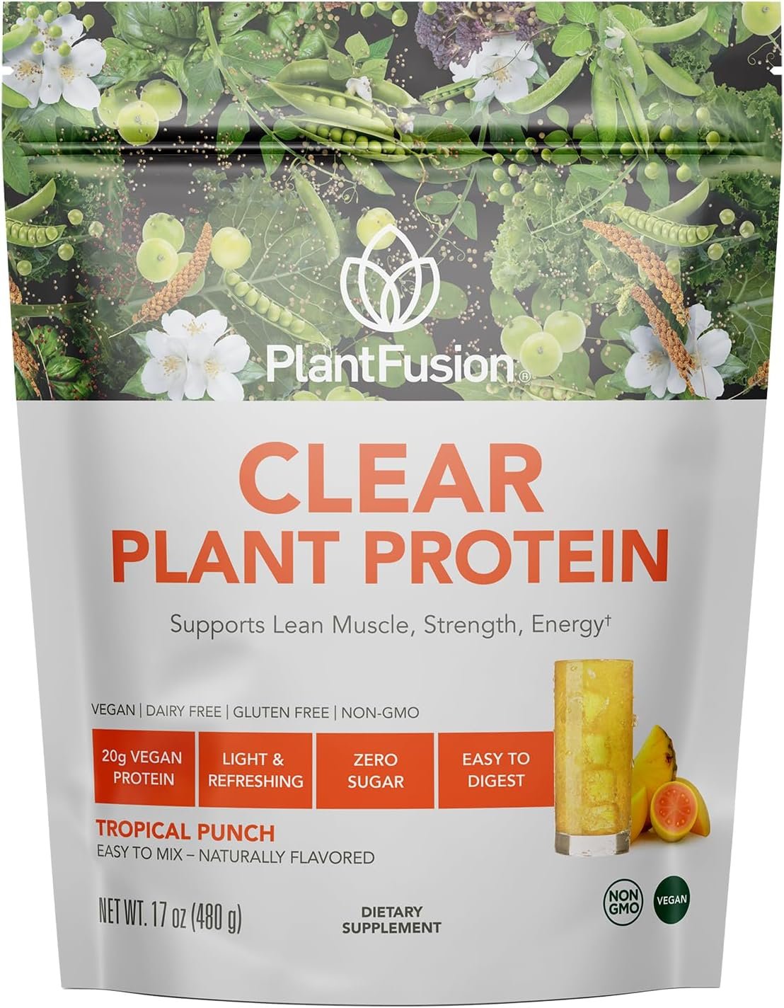 PlantFusion Vegan Clear Protein Powder – Tropical Punch 16oz