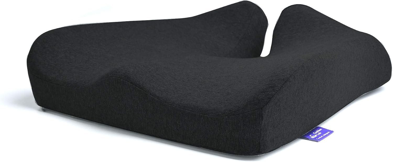 Cushion Lab Patented Pressure Relief Seat Cushion for Long Sitting Hours on Office & Home Chair – Extra-Dense Memory Foam for Soft Support. Car Pad for Hip, Tailbone, Coccyx, Sciatica – Black
