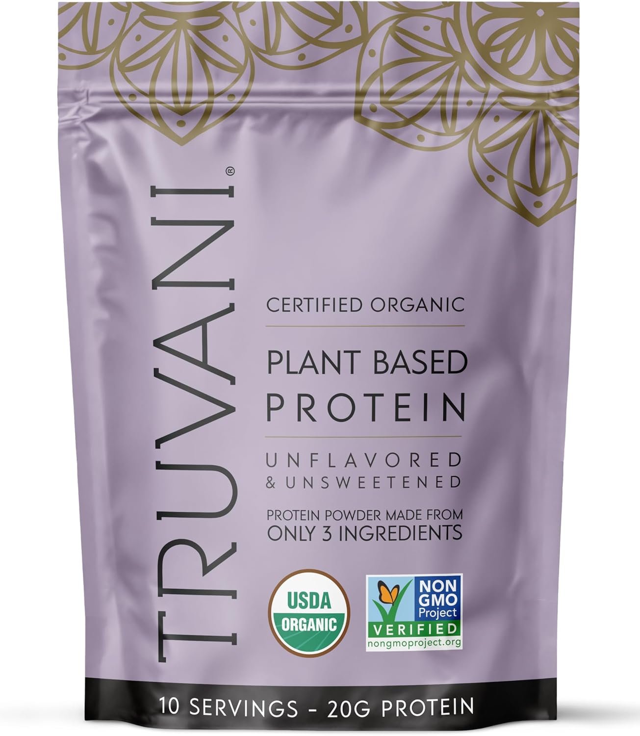 Truvani Organic Plant Based Protein Powder | Unflavored | 10 Servings