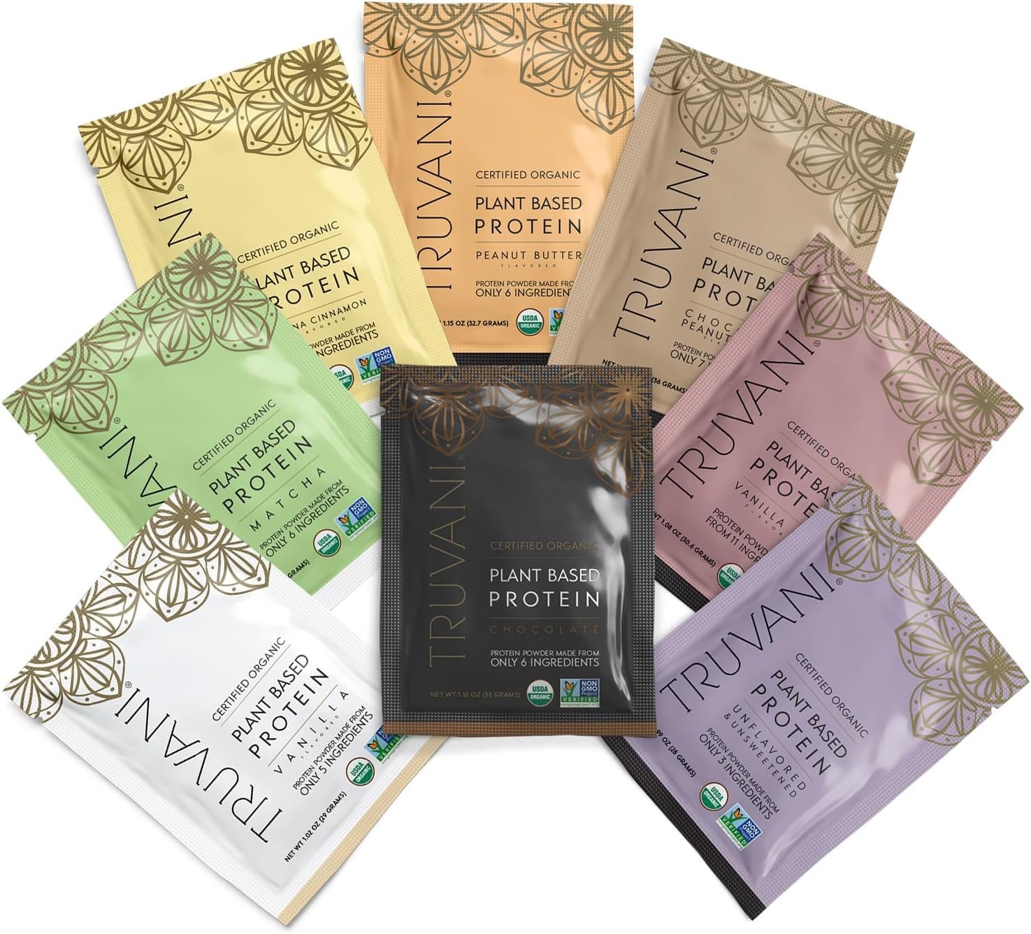 Truvani Organic Plant Based Protein Powder | Sample Pack | 8 Servings