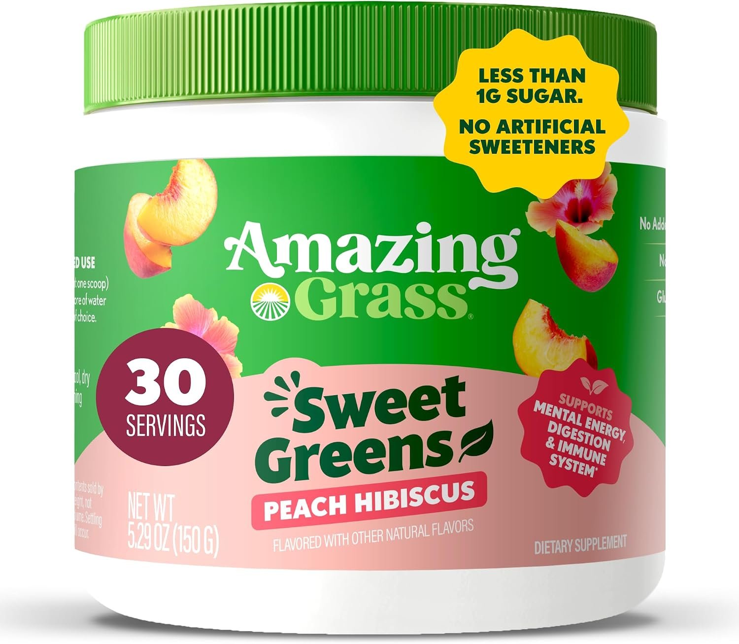 Amazing Grass Sweet Greens and Superfoods Peach Hibiscus, 30 Servings
