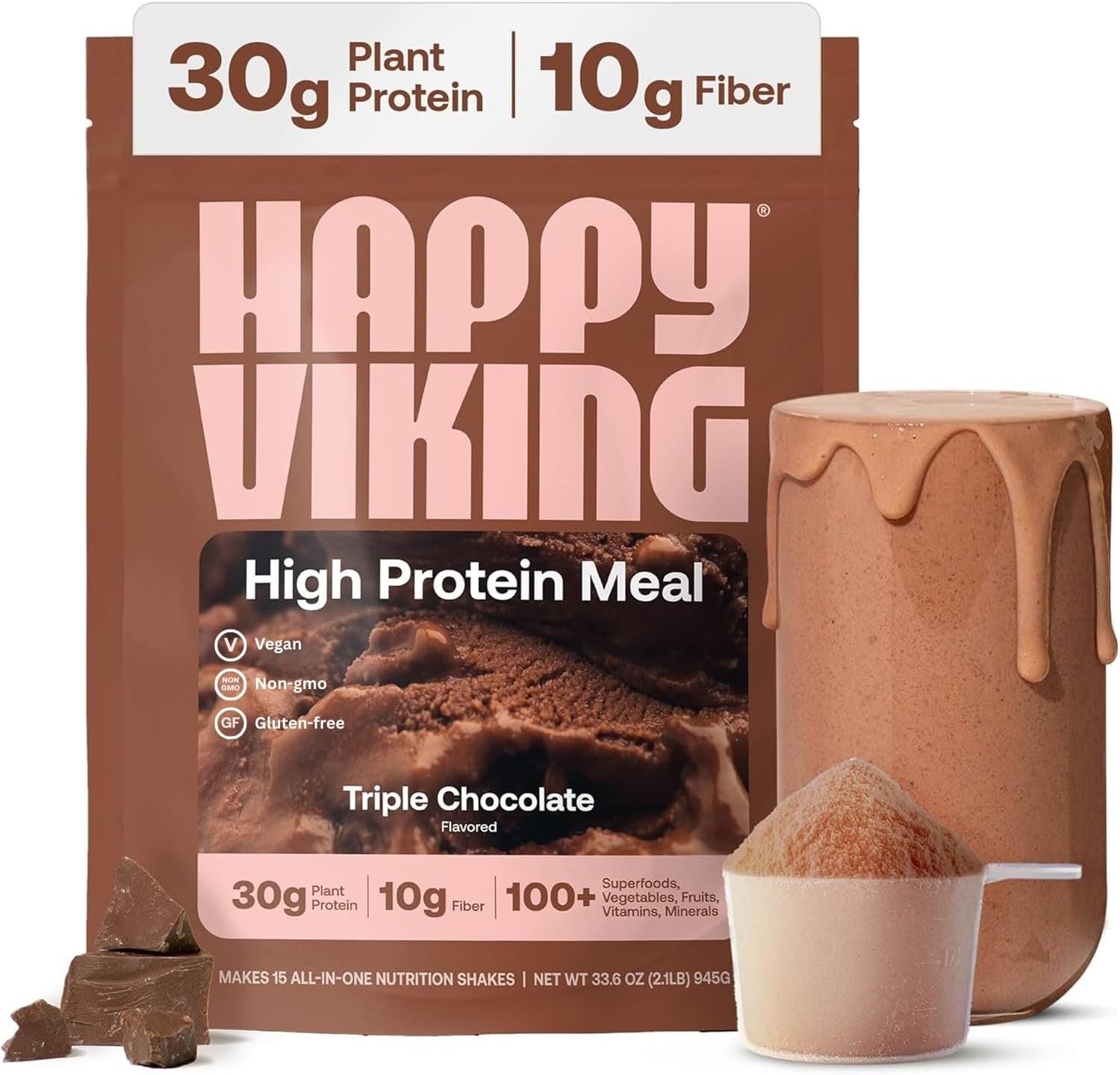 Happy Viking Plant-Based Vegan Protein Powder +100 Superfoods – Chocolate