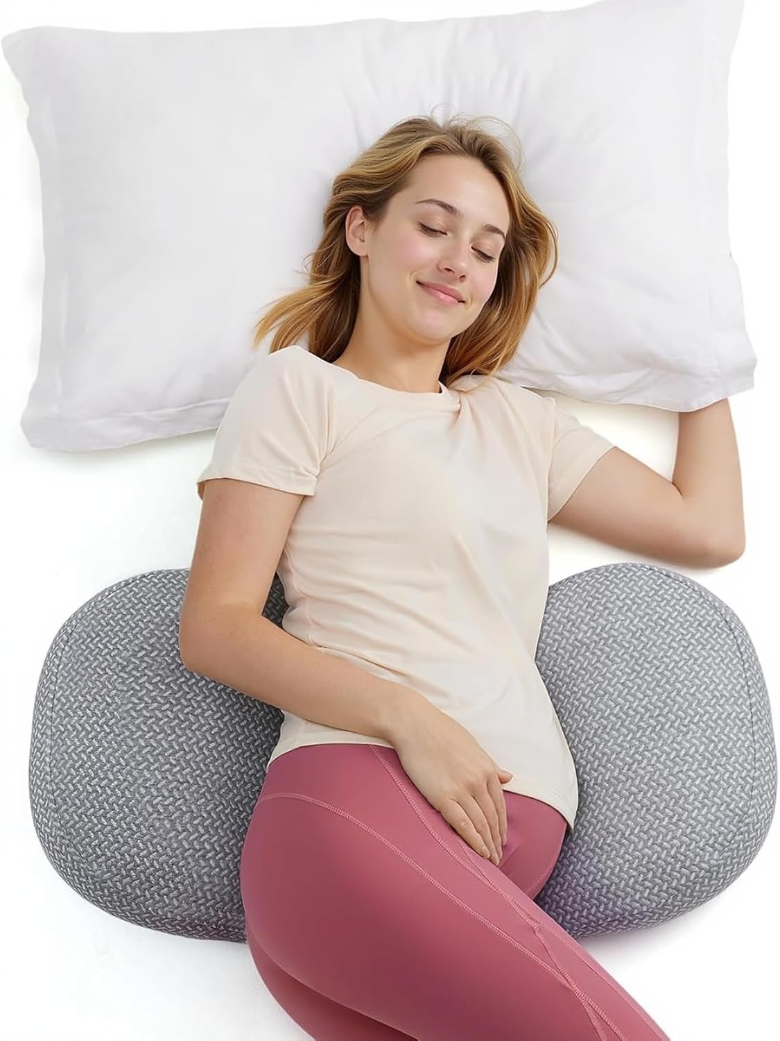 Momcozy Portable Pregnancy Pillow – Adjustable W Shaped Maternity Pillow