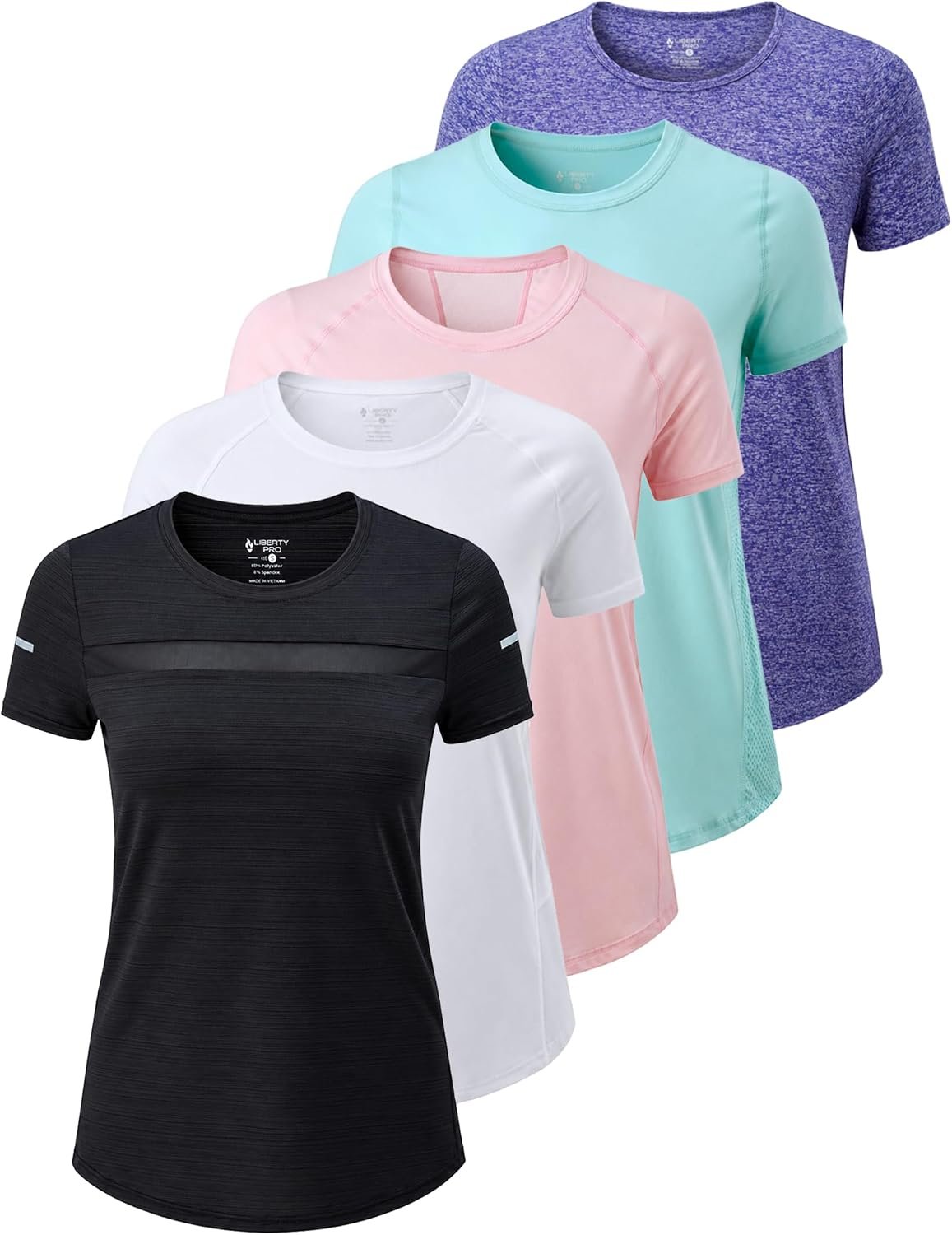 5 Pack Women’s Dry Fit Short Sleeve Workout Tops