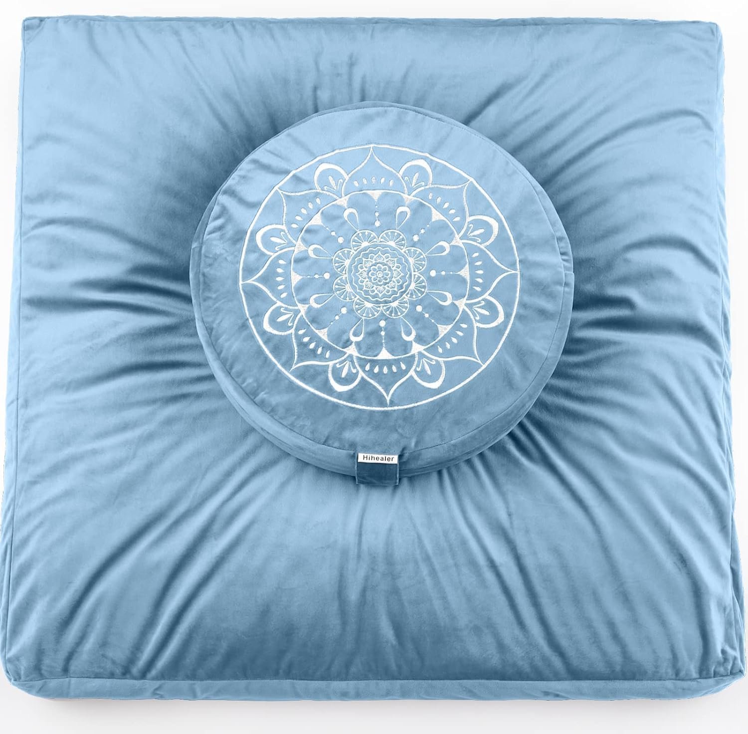 Hihealer Meditation Cushion, Traditional Tibetan Meditation Pillow Velvet Cover – Large Floor Cushion Seating for Adults – Yoga Buckwheat Bolster for Women、Moms
