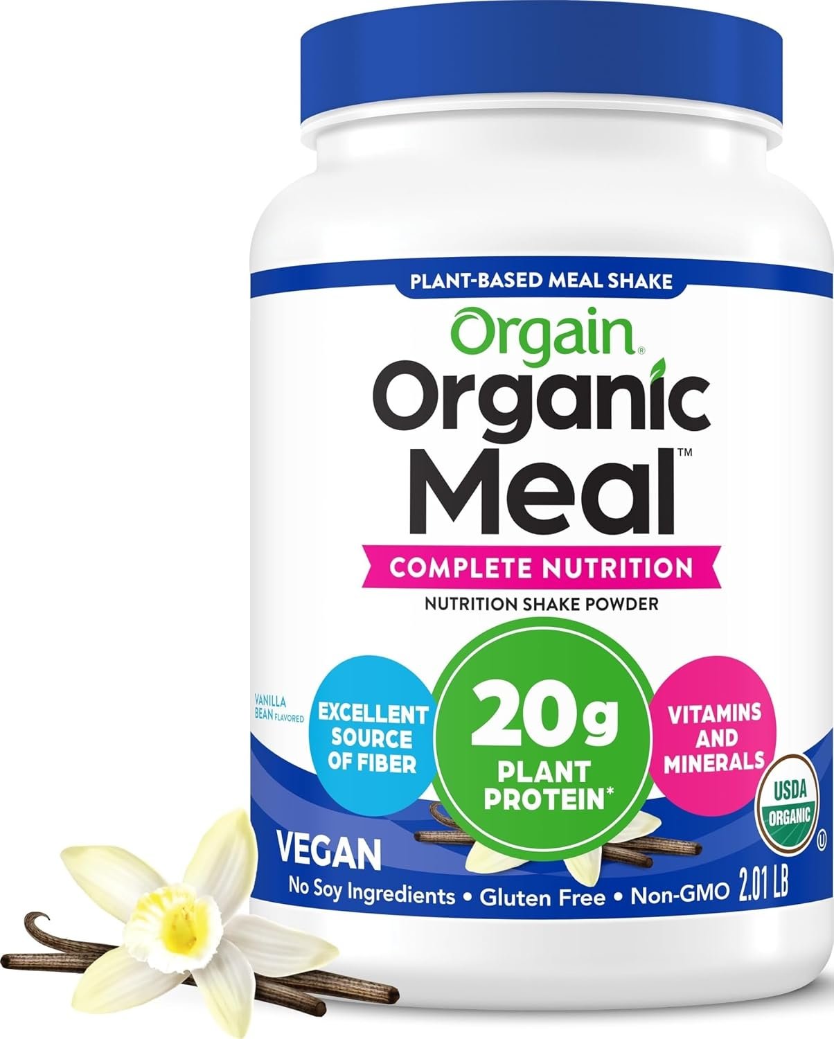 Orgain Organic 20g Meal Protein Powder, Vegan, Vanilla Bean, 2.01 lb