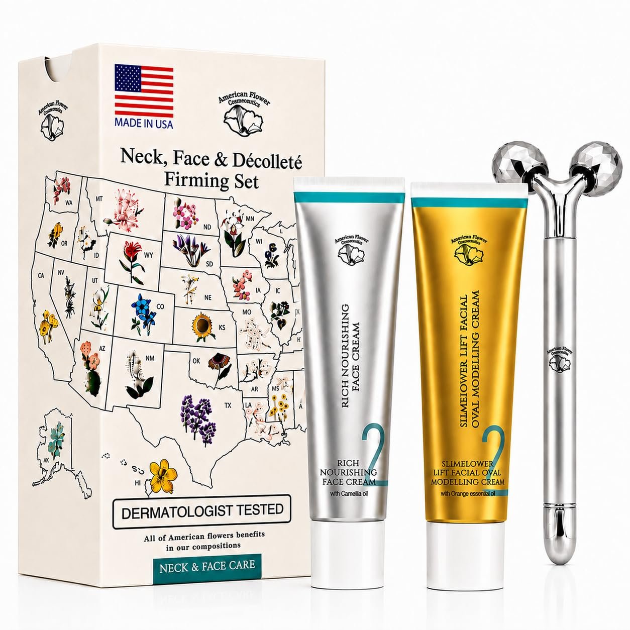 Anti Aging Neck, Face, Jawline & Décolleté Firming Cream Set – Made in USA
