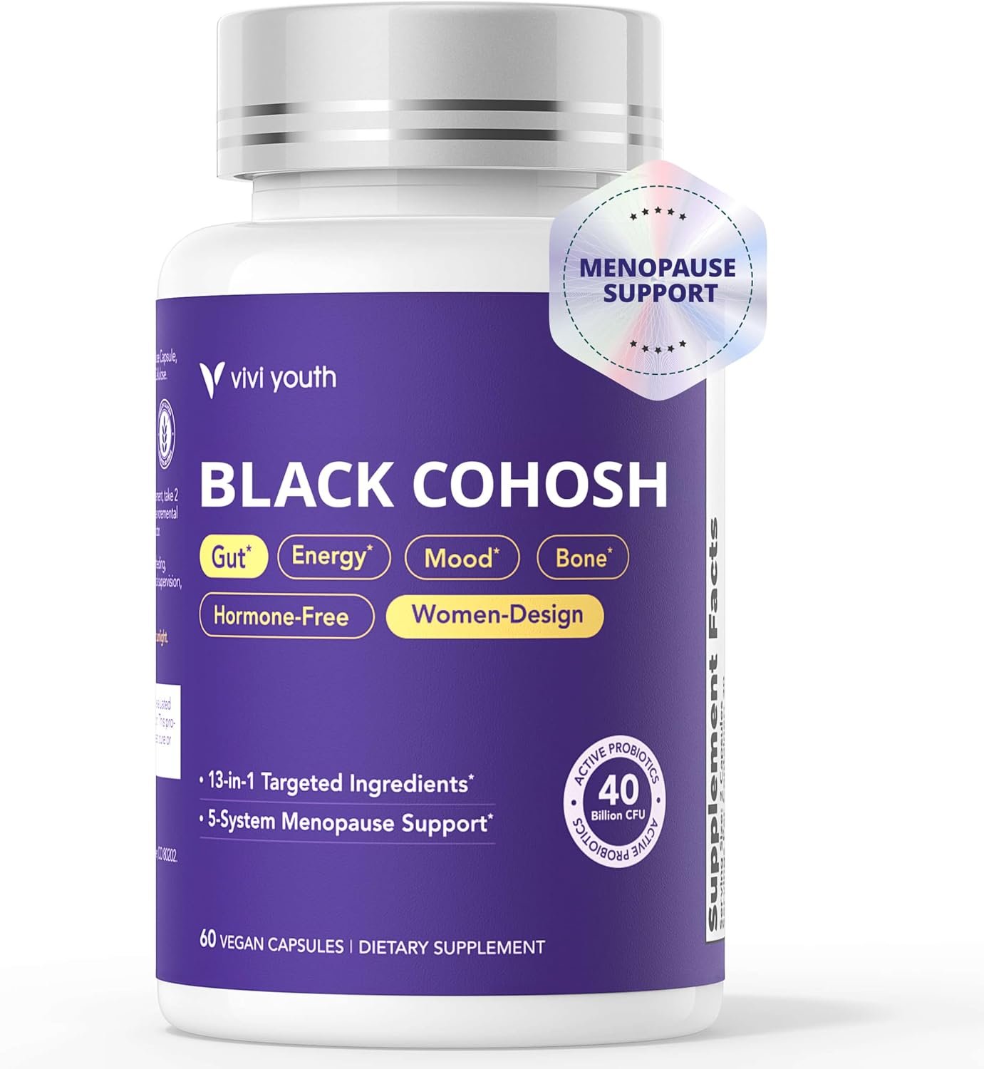 Menopause Supplements for Women & Black Cohosh Hormone-Free 60Ct